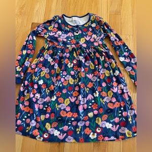 Hanna Andersson blue floral print long sleeve dress excellent condition